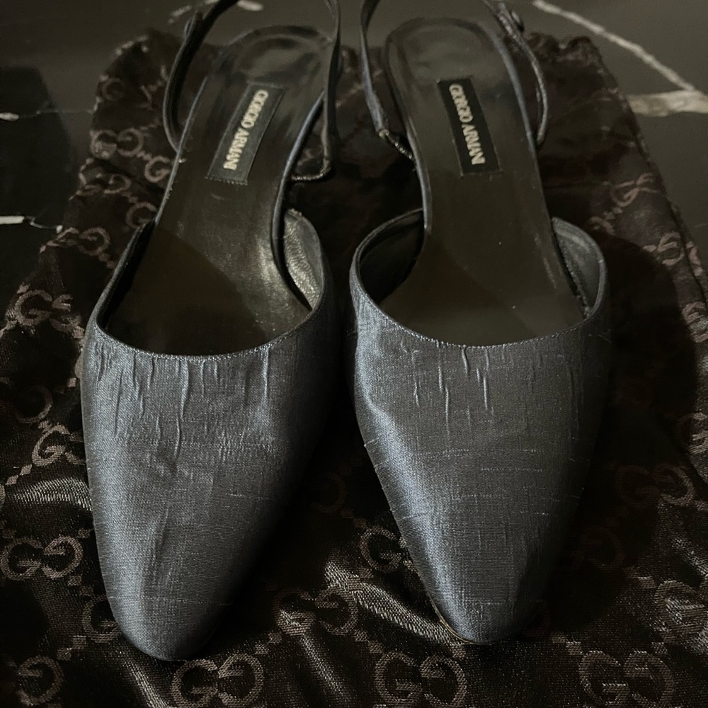 Giorgio Armani Women's Dark Satin Slingback Heels